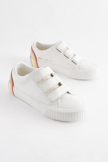 White Rainbow Wide Fit (G) Touch Fastening Trainers