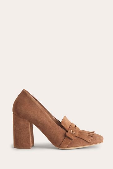 Buy Boden Brown Ghillie Detail Heeled Loafers from Next Luxembourg