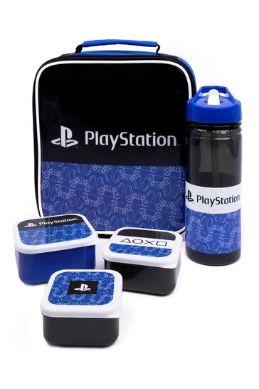 Vanilla Underground Blue PlayStation Boys Logo All-Over Print Lunch Bag Bottle and 3 Snack Pots