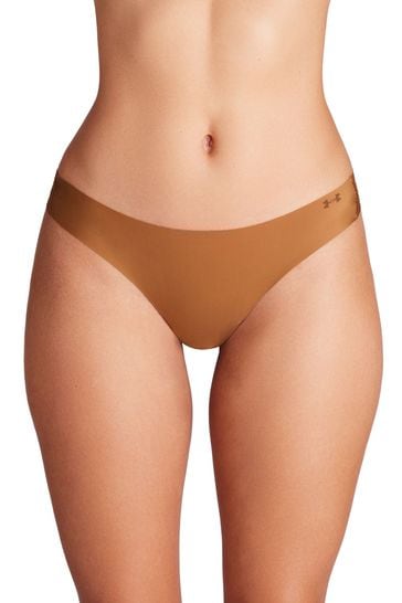Under Armour Light Brown No Show Pure Stretch Thongs 3 Pack