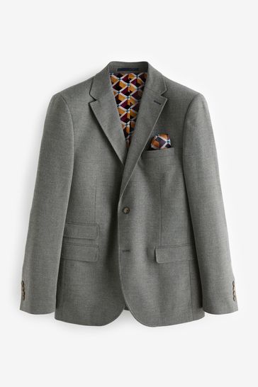Grey Slim Fit Textured Smart Blazer