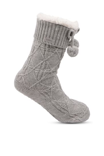 Buy Totes Grey Ladies Texture Slipper Socks from Next Poland