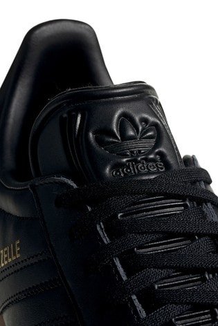 adidas gazelle black leather trainers