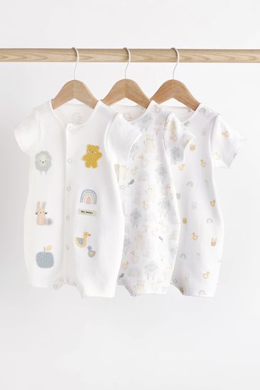 White Farmyard Baby Rompers 3 Pack (0mths-3yrs)