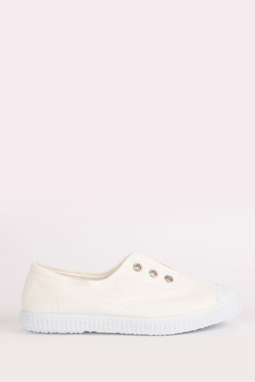 Trotters London Plum Canvas Pumps