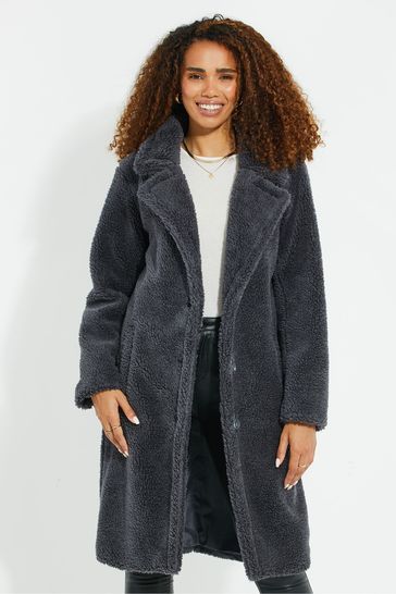 Threadbare Grey Borg Single Breasted Overcoat