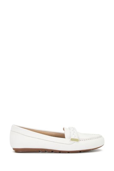 Dune London Geanna Plait Detail White Moccasins