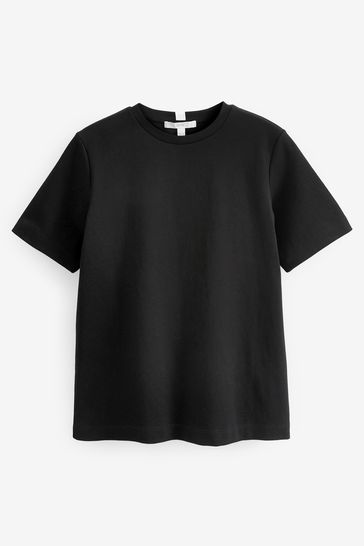 Black u neck t shirt discount