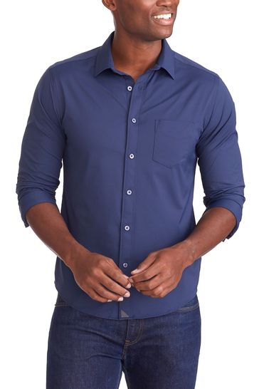 UNTUCKit Navy Wrinkle-Free Performance Relaxed Fit Gironde Shirt