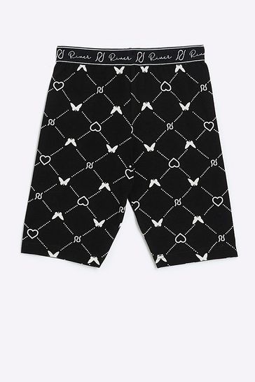 Buy River Island Black Girls Monogram Cycling Shorts from Next