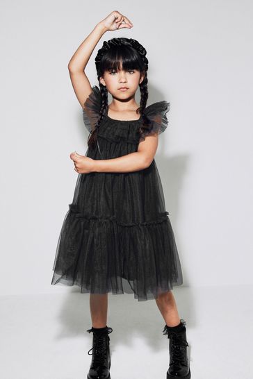 Buy Black Mesh Party Dress 3 16yrs from Next Luxembourg