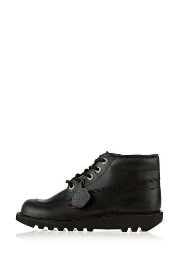 Kickers Youth Kick Hi Leather Black Shoes