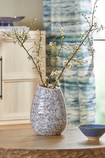 Blue Reactive Glaze Textured Vase