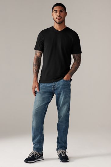 Black Slim Fit 100 Cotton Essential V Neck T Shirt