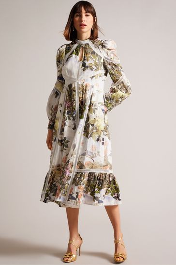 Buy Ted Baker Maylily Ladder Trim Insert High Neck White Dress from Next Netherlands