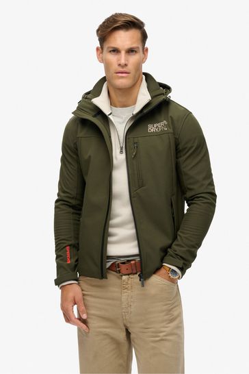 Superdry Army Khaki Hooded Soft Shell Trekker Jacket