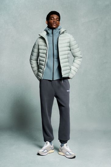 Superdry Pigeon Grey Hooded Fuji Sport Padded Coat Jacket