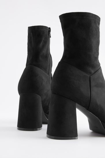 Black Forever Comfort Platform Sock Ankle Boots
