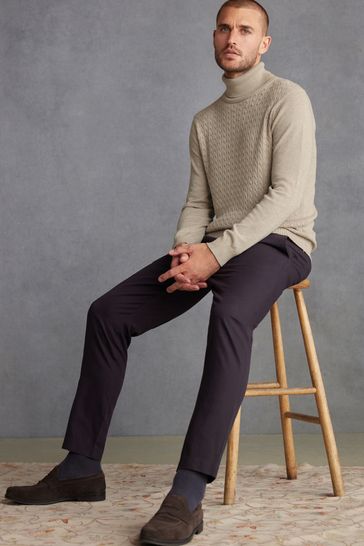 Neutral Regular Signature Italian Cable Merino Polo Neck Jumper