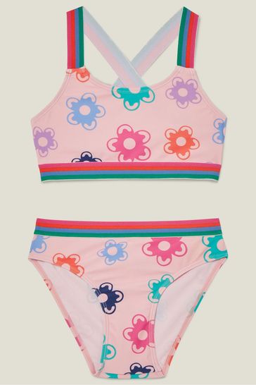 Angels By Accessorize Girls Pink Flower Bikini Set