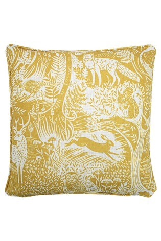 furn. Ochre Yellow Woodland Scandi Cushion