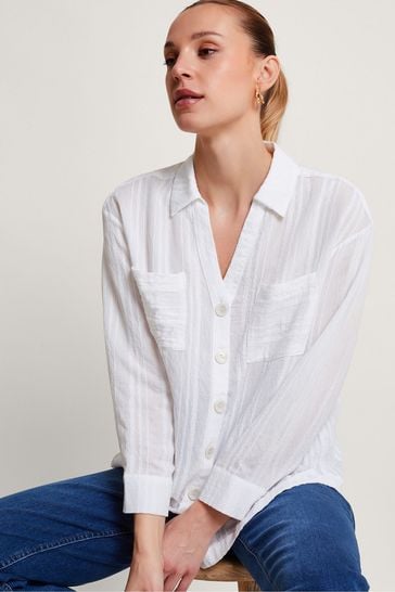 Monsoon White Textured Sofia Shirt