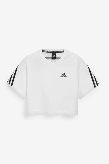 adidas White Junior Organic Cotton Future Icons Sport 3-Stripes Loose T-Shirt
