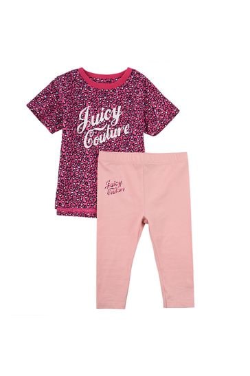 Juicy Couture Pink Leopard T-Shirt And Leggings Set
