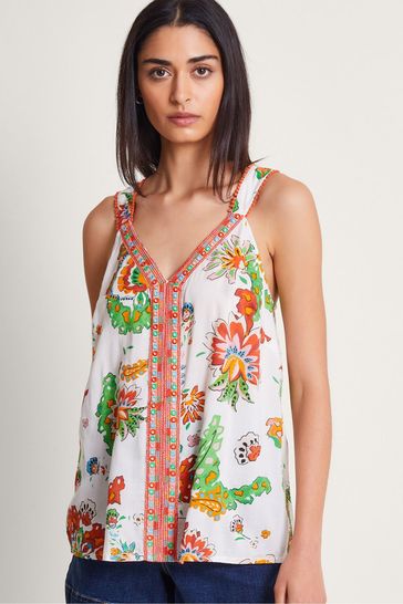 Monsoon Natural Embroidered Print Cami