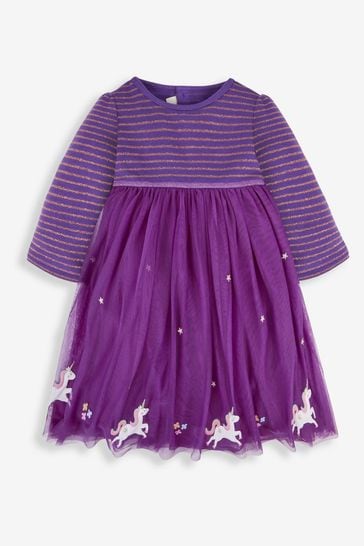 JoJo Maman Bébé Purple Unicorn Party Dress