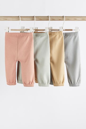 Buy Mint Green Tan Brown Ribbed Relaxed Baby Leggings 4 Pack 0mths 2yrs from Next Poland