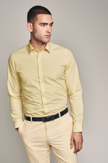 Yellow Slim Fit Easy Care Single Cuff Shirt