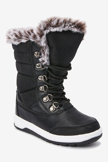 Buy Black Waterproof Warm Faux Fur Lined Snow Boots from Next Canada