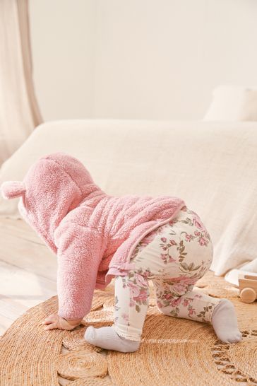Pink Cosy Teddy Borg Fleece Bear Baby Jacket