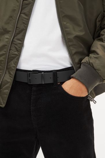 Black Bonded Leather Fibre Belt