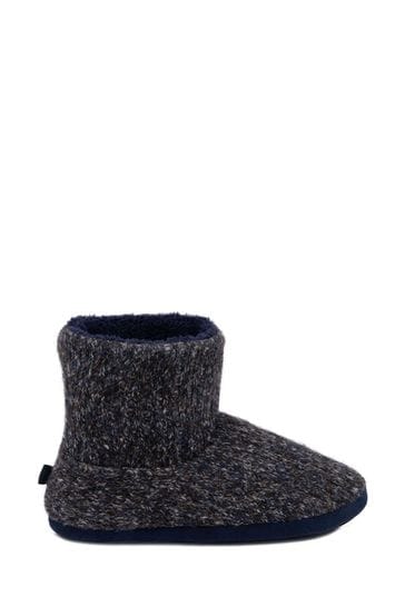 Totes Navy Mens Rib Knit Boots Slippers