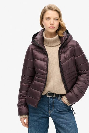 Buy Smoky Aubergine Purple Superdry Hooded Fuji Quilt Padded Jacket from Next Bahrain