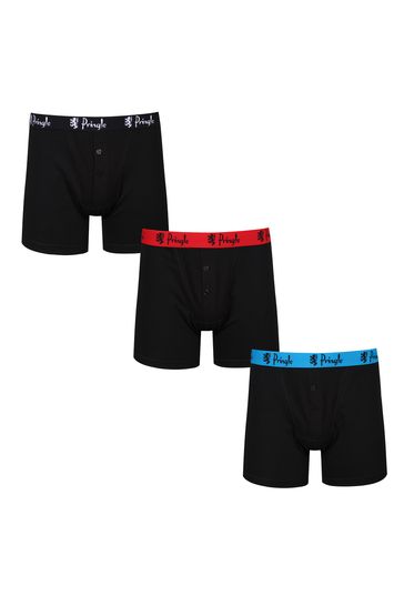 Pringle Dark Black Button Fly 3 Pack  Boxers