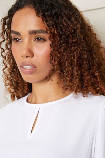 White keyhole blouse long sleeve clearance