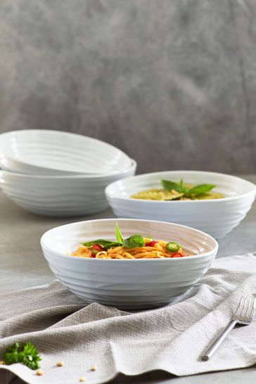 Set of 4 White Malvern Organic Shaped Pasta Bowls