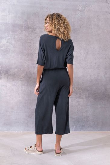 Buy Celtic Co. Blue Linen Cotton Short Sleeve Jumpsuit from Next