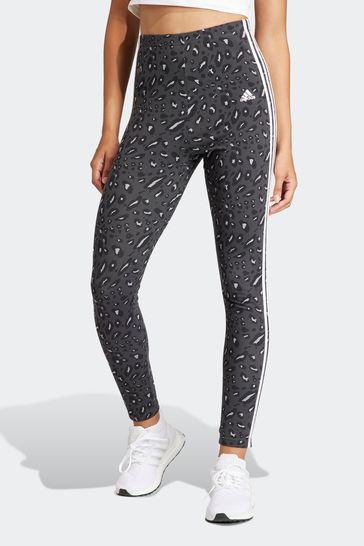 adidas Grey Sportswear Essentials 3-Stripes Animal Print Leggings