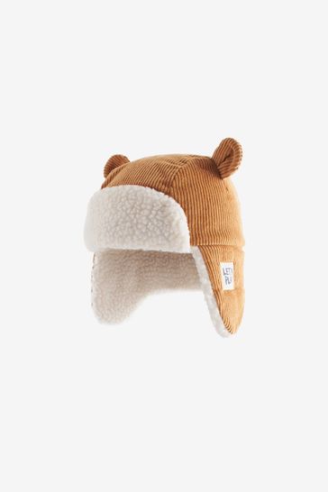 Neutral Corduroy Bear Trapper Hat (3mths-6yrs)