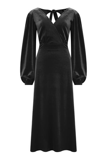 Buy Pour Moi Black Charlotte Tie Back Stretch Velvet Long Sleeve