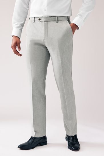 Light Grey Regular Fit Motionflex Stretch Suit: Trousers