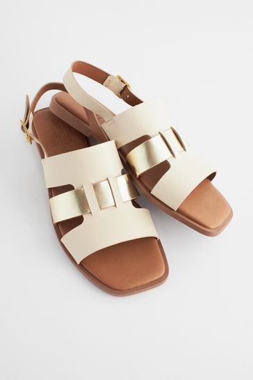 Buy Cream Gold Regular Wide Fit Forever Comfort Leather Slingback