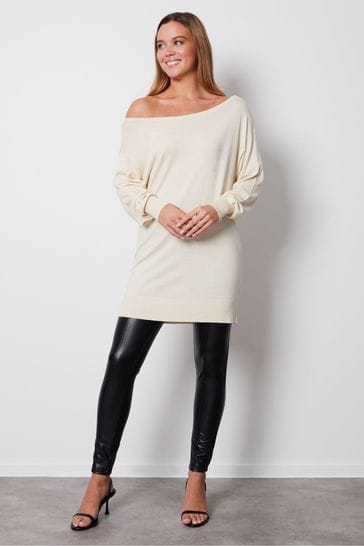 Buy Threadbare White Slash Neck Tunic Jumper from Next Poland