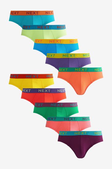 Buy Bright Contrast Colour Waistband 10 pack Bright Waistband Briefs 8 Pack  from Next Luxembourg