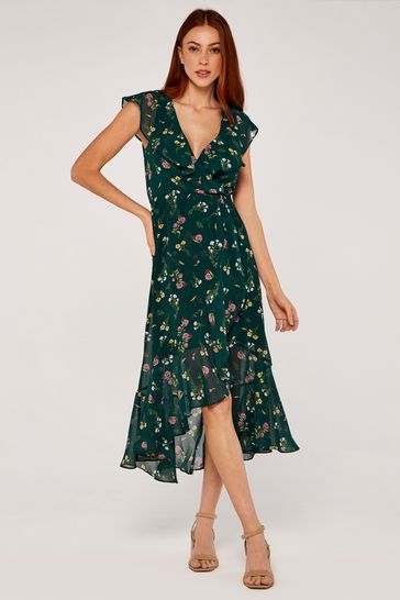 Midi ruffle wrap dress 2025