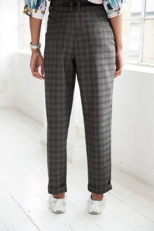 Buy Belted Check Peg Trousers from Next 